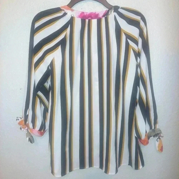 Fig And Flower Striped And Floral Print Colorful Multicolored Tunic Size Small - Picture 2 of 5